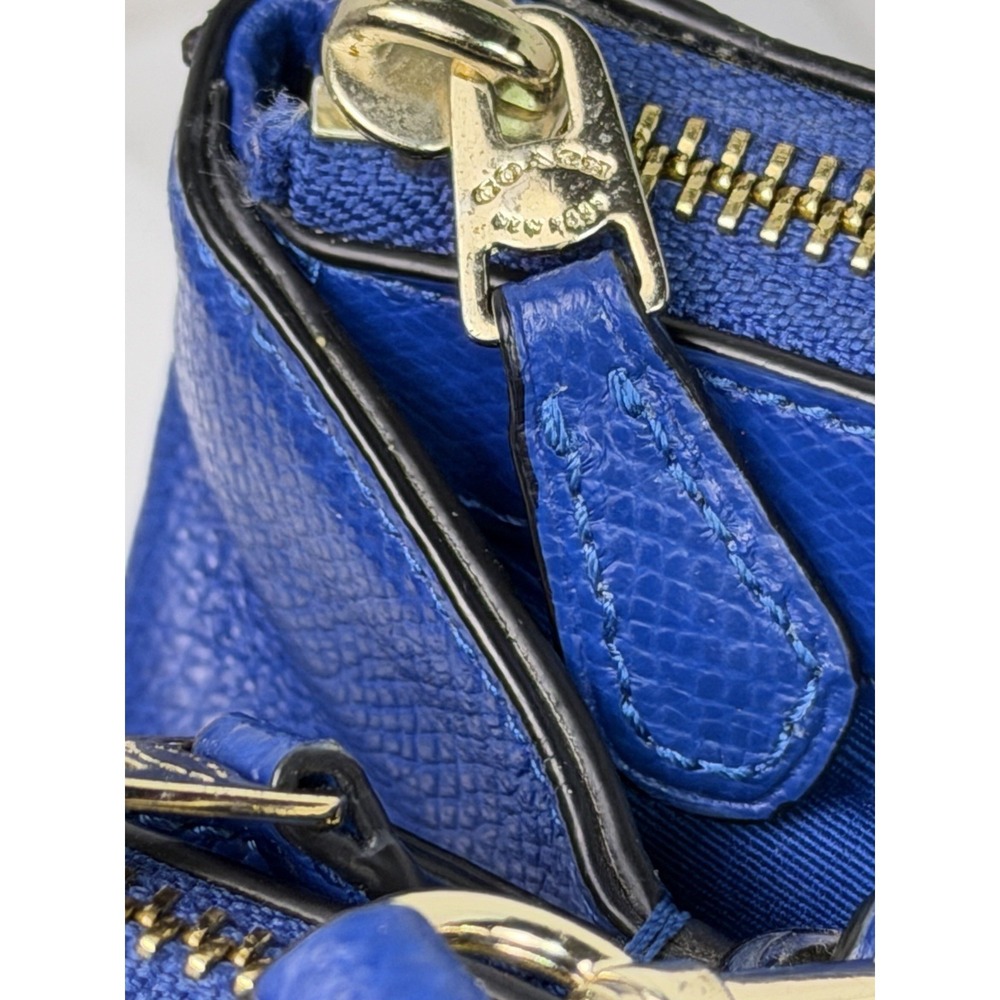 Coach Christie Carryall Blue Leather Tote + Matching Wristlet F36606 F53429 Gold - Picture 10 of 16